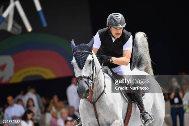 The French Actor Guillaume Canet at Longines Eiffel Jumping in Paris on 05 JUne 2018.