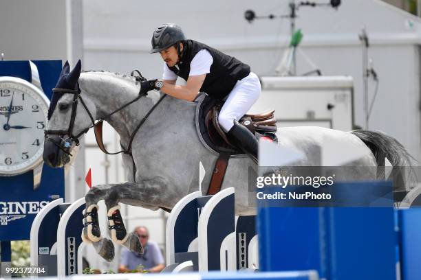 The French Actor Guillaume Canet at Longines Eiffel Jumping in Paris on 05 JUne 2018.