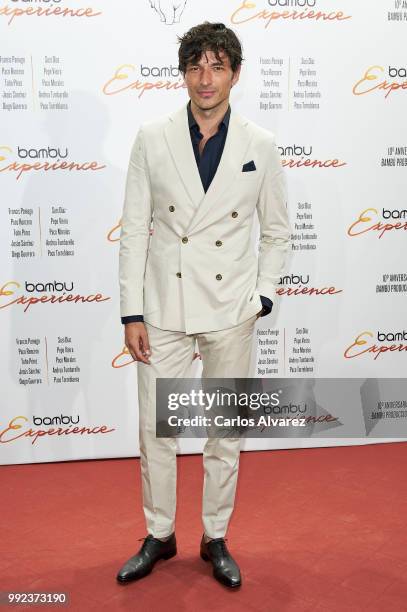 Andres Velencoso attends the Bambu 10th anniversary party at Gran Maestre Theater on July 5, 2018 in Madrid, Spain.