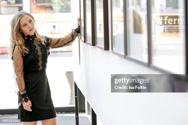 German actress Marija Mauer during the exhibition preview of '#fernweh' at DRIVE. Volkswagen Group Forum on July 5, 2018 in Berlin, Germany.