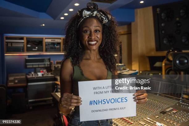 Beverley Knight during the recording of 'With A Little Help From My Friends' for NHS Voices charity single at Abbey Road Studios to mark the 70th...