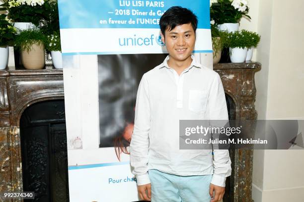 Designer Liu Lisi poses for a photo during the Liu Lisi Charity Gala Dinner with Unicef at Hotel Plaza Athenee on July 5, 2018 in Paris, France.