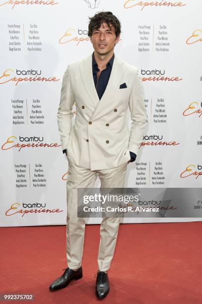 Andres Velencoso attends the Bambu 10th anniversary party at Gran Maestre Theater on July 5, 2018 in Madrid, Spain.