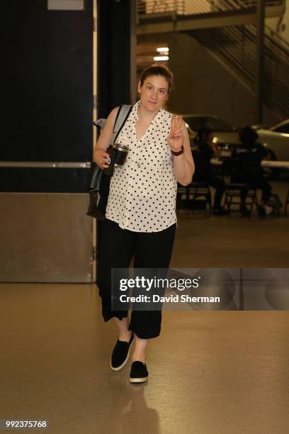 Lindsay Whalen of the Minnesota Lynx arrives before the game against the Atlanta Dream on June 29, 2018 at Target Center in Minneapolis, Minnesota....