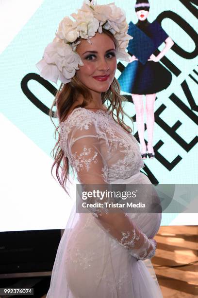 Luisa Wietzorek attends the Fashion2Show show during the Berlin Fashion Week Spring/Summer 2019 at Quartier 206 on July 5, 2018 in Berlin, Germany.