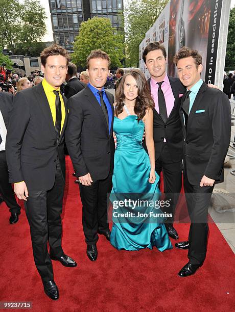 Classical boyband Blake pose with Young British Classical Performer nominee Faryl Smith at the Classical BRIT Awards held at The Royal Albert Hall on...