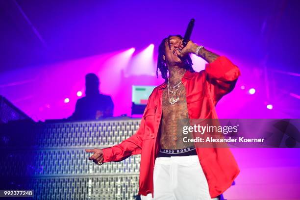 Wiz Khalifa attends the HUGO show during the Berlin Fashion Week Spring/Summer 2019 at Motorwerk on July 5, 2018 in Berlin, Germany.