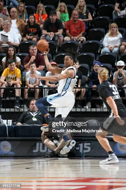 Deyonta Davis of the Memphis Grizzlies passes the ball against the San Antonio Spurs on July 5, 2018 at Vivint Smart Home Arena in Salt Lake City,...