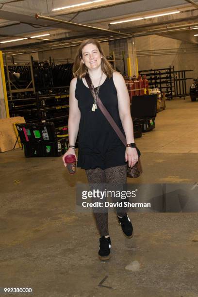 Lindsay Whalen of the Minnesota Lynx arrives before the game against the Los Angeles Sparks on July 5, 2018 at Target Center in Minneapolis,...
