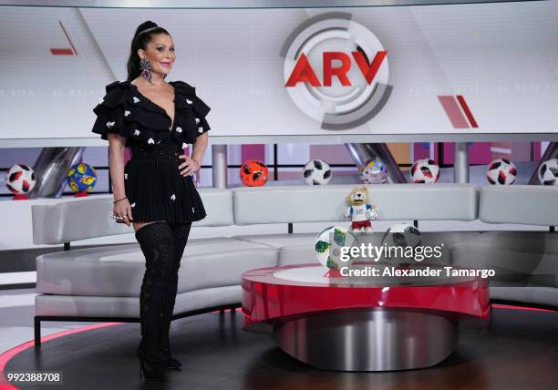 Alejandra Guzman is seen on the set of "Al Rojo Vivo" to promote La Voz at Telemundo Center on July 5, 2018 in Miami, Florida.