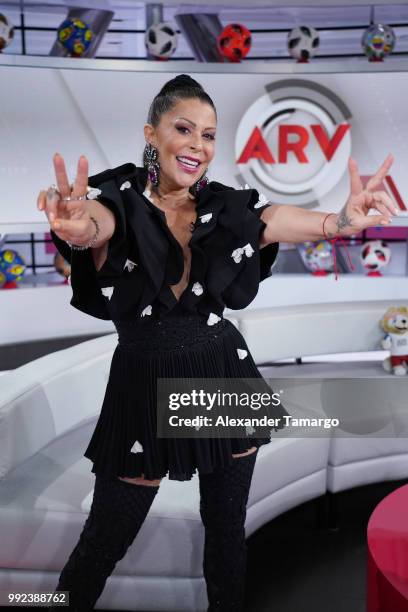 Alejandra Guzman is seen on the set of "Al Rojo Vivo" to promote La Voz at Telemundo Center on July 5, 2018 in Miami, Florida.
