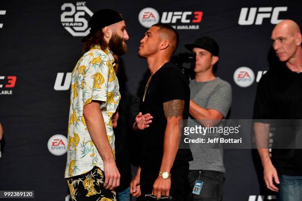 Michael Chiesa and Anthony Pettis face off for media during the UFC 226 Ultimate Media Day at Palms Casino Resort on July 5, 2018 in Las Vegas,...