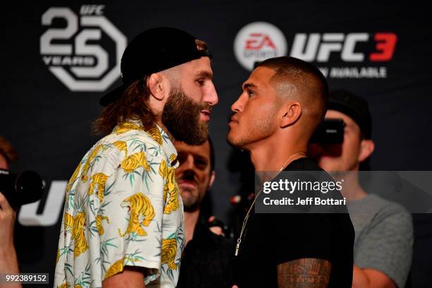 Michael Chiesa and Anthony Pettis face off for media during the UFC 226 Ultimate Media Day at Palms Casino Resort on July 5, 2018 in Las Vegas,...