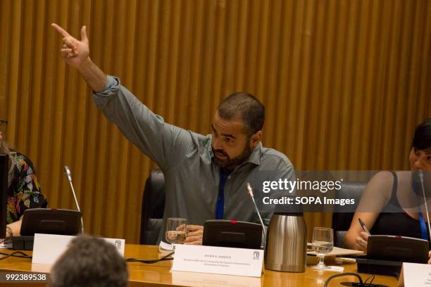 The spokesman of Greenpeace Spain, Javier G. Raboso during the debate. The Congress hosted a parliamentary session on the possible reform of the Gag...