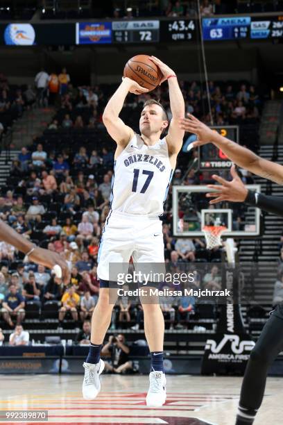 Brady Heslip of the Memphis Grizzlies shoots the ball against the San Antonio Spurs on July 5, 2018 at Vivint Smart Home Arena in Salt Lake City,...
