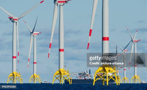 Offshore wind turbines are seen at the Baltic Sea wind farm 'Wikinger' on the Baltic Sea near Sassnitz, Germany, 10 October 2017. Photo: Stefan...