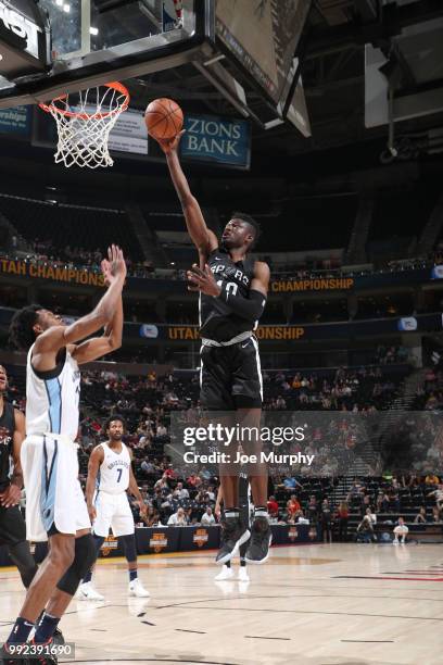 Chimezie Metu of the San Antonio Spurs goes to the basket against the Memphis Grizzlies on July 5, 2018 at Vivint Smart Home Arena in Salt Lake City,...