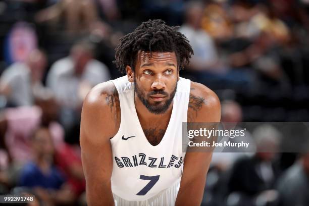 Wayne Selden of the Memphis Grizzlies looks on during the game against the San Antonio Spurs on July 5, 2018 at Vivint Smart Home Arena in Salt Lake...