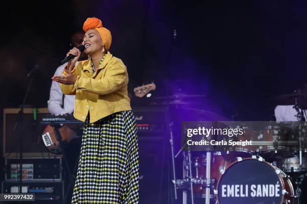 Emeli Sande performs at Scarborough Open Air Theatre on July 5, 2018 in Scarborough, England.