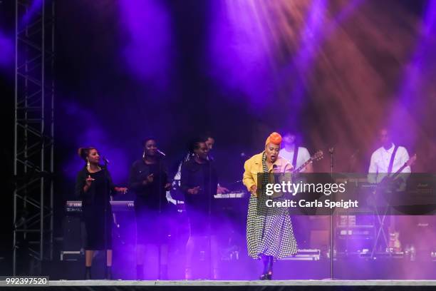 Emeli Sande performs at Scarborough Open Air Theatre on July 5, 2018 in Scarborough, England.