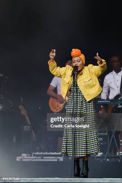 Emeli Sande performs at Scarborough Open Air Theatre on July 5, 2018 in Scarborough, England.