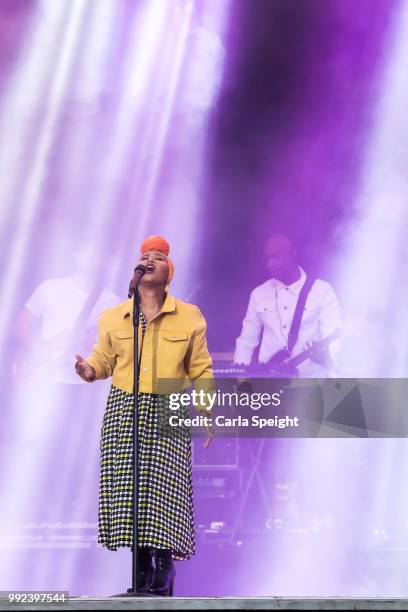 Emeli Sande performs at Scarborough Open Air Theatre on July 5, 2018 in Scarborough, England.