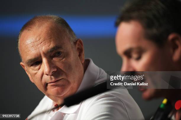 Roland Dane, Triple Eight Race Engineering is pictured during a press conference held to announce the retirement of Craig Lowndes prior to the...