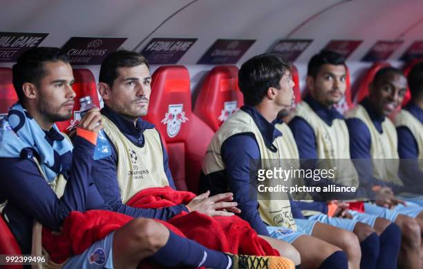 Porto goalkeeper Iker Casillas on the bench during the Champions League group stages qualification match between RB Leipzig and FC Porto in the Red...