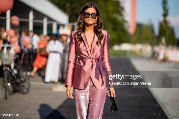 Vanessa Fuchs is seen outside Dawid Tomaszewski during the Berlin Fashion Week July 2018 on July 5, 2018 in Berlin, Germany.