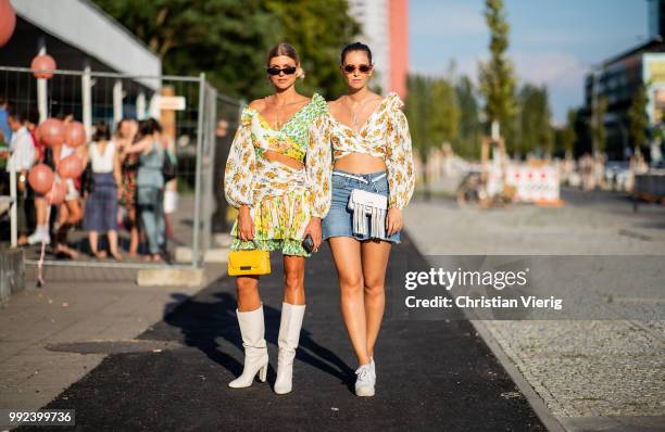 Guests seen outside Dawid Tomaszewski during the Berlin Fashion Week July 2018 on July 5, 2018 in Berlin, Germany.