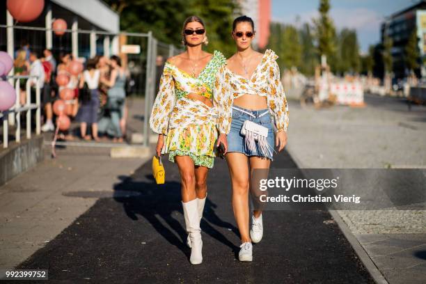 Guests seen outside Dawid Tomaszewski during the Berlin Fashion Week July 2018 on July 5, 2018 in Berlin, Germany.