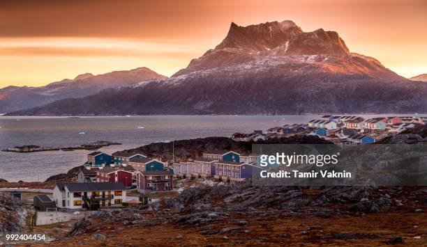 sunrise in nuuk, greenland - nuuk greenland stock pictures, royalty-free photos & images