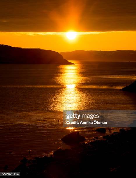 sunset in hammerfest - annika stock pictures, royalty-free photos & images