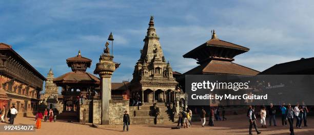 bhaktapur's durbar square with its beautiful temples and buildings before the 2015 earthquake, bhaktapur, kathmandu valley, nepal - 2012 2015 stock pictures, royalty-free photos & images