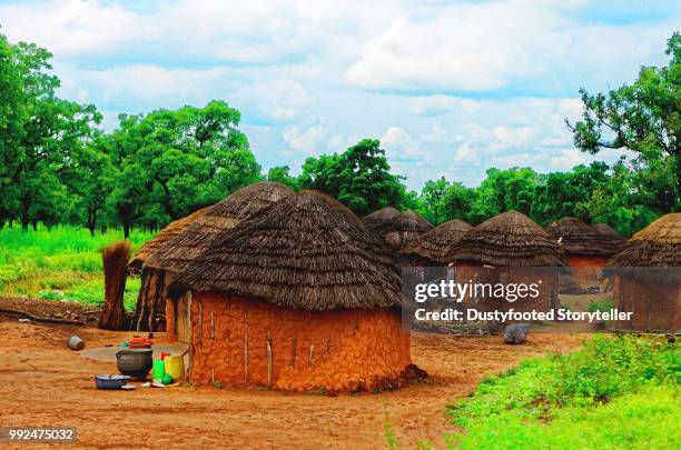 ghana - thatched roof huts stock pictures, royalty-free photos & images
