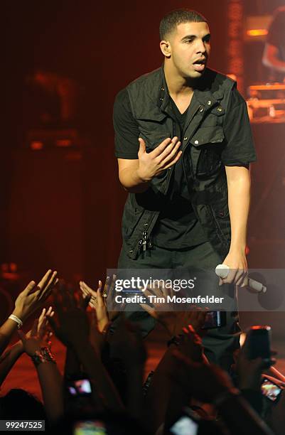 Aubrey Drake Graham aka Drake performs in support of his Thank Me Later release at The Warfield on May 12, 2010 in San Francisco, California.