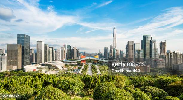 shenzhen city skyline in china - shenzhen stock pictures, royalty-free photos & images