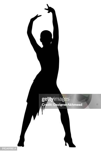 girl latin dancer pose silhouette vector - tango stock illustrations