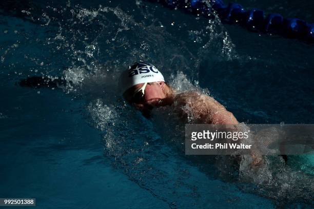 Calum Jones competes in the Mens 1500 meter freestyle during the New Zealand Open Swimming Championships at the Sir Owen Glenn National Aquatic...