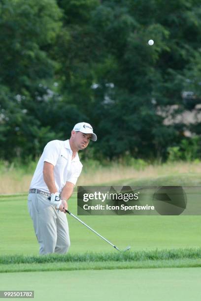 Jimmy Walker chips onto to 17th green during the Military Tribute at the Greenbrier Classic on July 05, 2018 in White Sulphur Springs, WV.