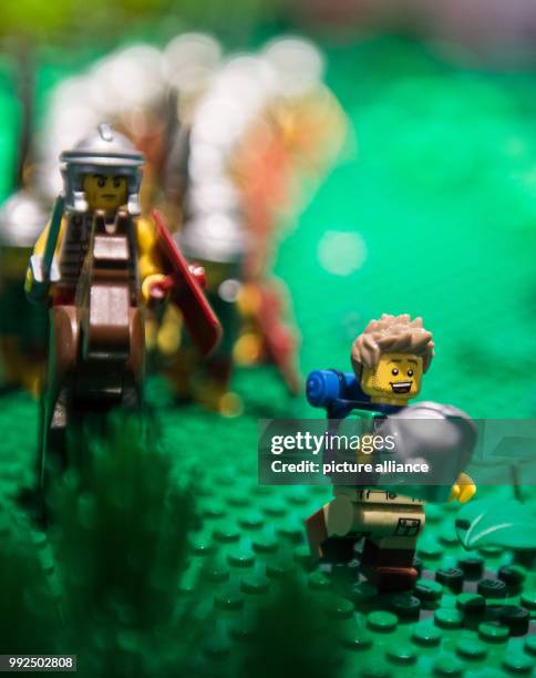 The lego figure "Willi Weltenbummler" is part of a special exhibition called "cities-castles-pyramids", showing, a.o. Roman soldiers in combat with...