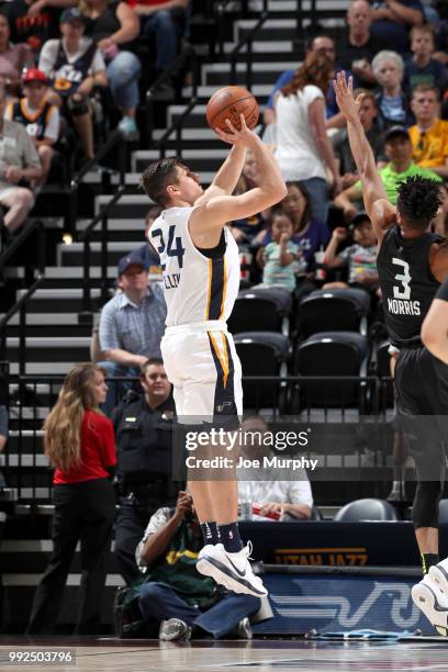 Grayson Allen of the Utah Jazz shoots the ball against the Atlanta Hawks on July 5, 2018 at Vivint Smart Home Arena in Salt Lake City, Utah. NOTE TO...