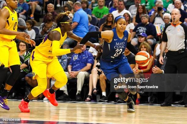 Minnesota Lynx forward Maya Moore drives to the net in the 3rd quarter during the regular season game between the Los Angeles Sparks and the...