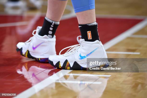 The sneakers of Allie Quigley of the Chicago Sky are seen during the game against the Las Vegas Aces on July 5, 2018 at the Mandalay Bay Events...