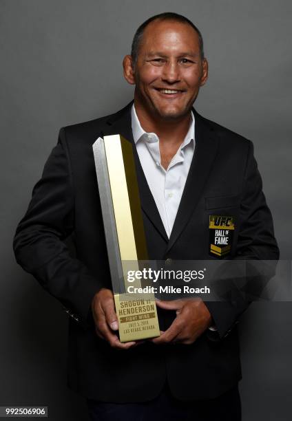 Dan Henderson poses for a portrait backstage after being inducted into the UFC Hall of Fame during the UFC Hall of Fame Class of 2018 Induction...