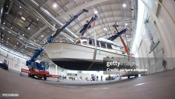 Motor yacht, type Targa 46 CFC-AD can be seen in the run-up to the boat fair "Hanseboot" in Hamburg, Germany, 19 October 2017. The fair will present...
