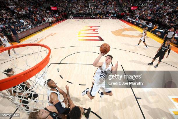 Grayson Allen of the Utah Jazz shoots the ball against the Atlanta Hawks on July 5, 2018 at Vivint Smart Home Arena in Salt Lake City, Utah. NOTE TO...