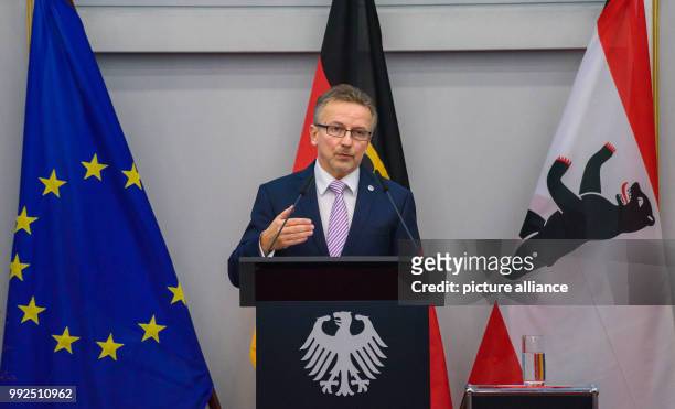 The president of the German Federal Academy for Security Policy, Karl-Heinz Kamp, holds a speech during the ceremony on the occasion of the 25th...