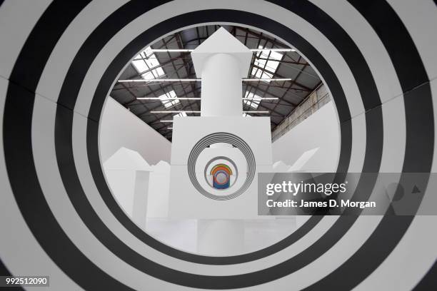 Artist The work of French artist Daniel Buren, 'Like Child's Play ' at Carriageworks on July 6, 2018 in Sydney, Australia. It is Buren's first solo...