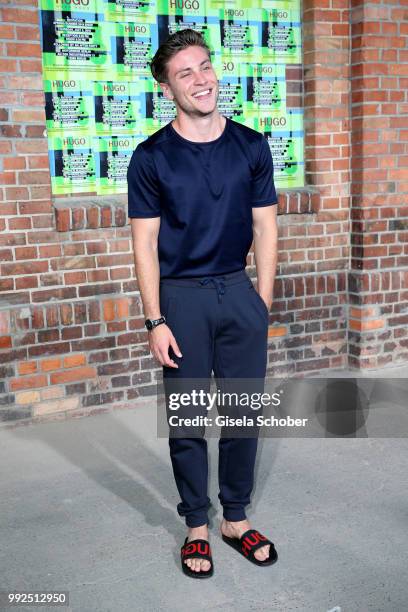 Jannik Schuemann attends the HUGO show during the Berlin Fashion Week Spring/Summer 2019 at Motorwerk on July 5, 2018 in Berlin, Germany.